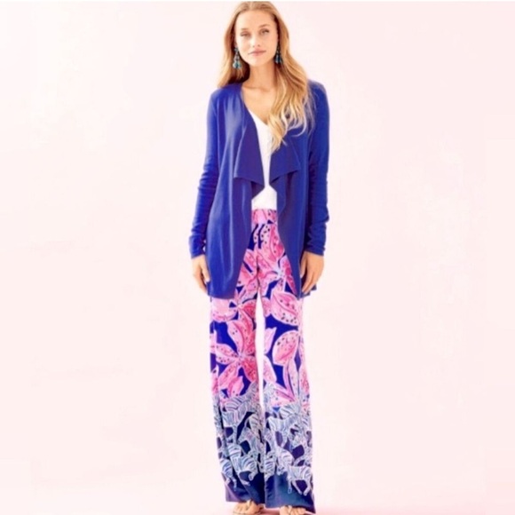 Lilly Pulitzer Pink and Blue zebra Floral Pants - Picture 2 of 13